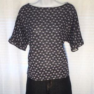 LOFT Outlet Crop Floral Ruffle Sleeve Tee Sz S